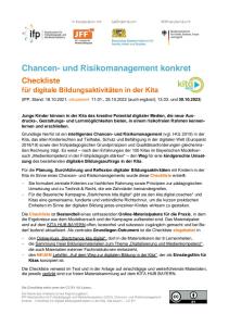 Cover: Chancen- und Risikomanagement konkret - Checkliste für digitale Bildungsaktivitäten in der Kita